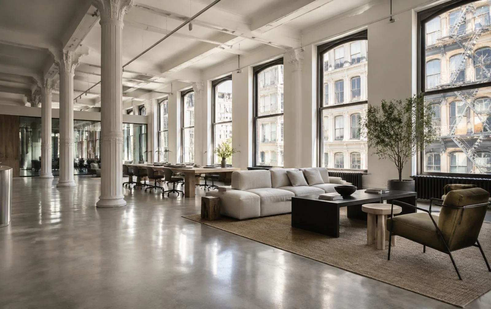 Commercial loft interior in a historic New York building